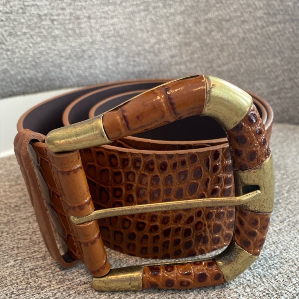 Sezane Brown Belt with Gold Buckle